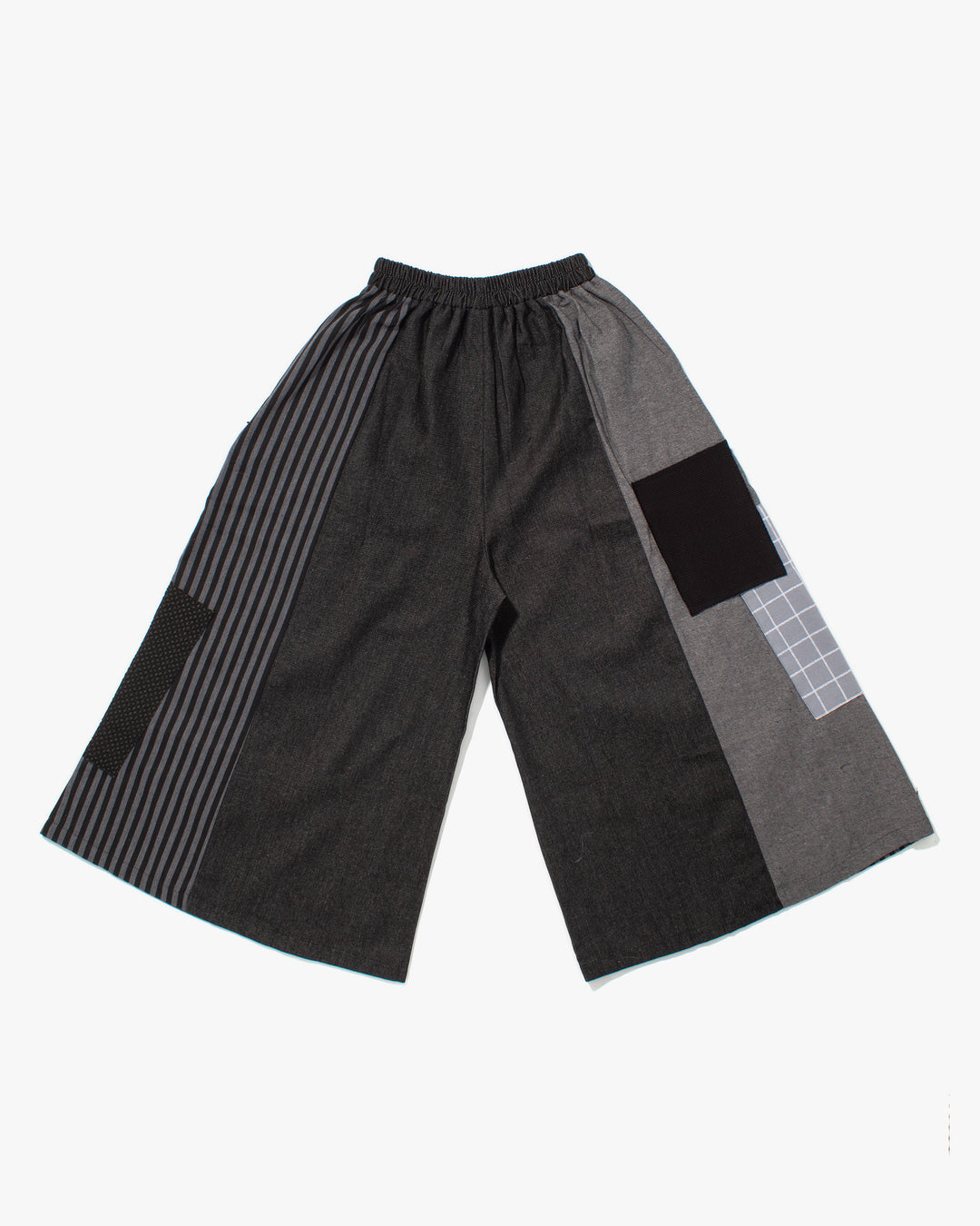 Kiriko Custom Pants, Black and Charcoal Patched, Wide Leg