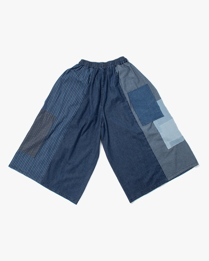 Kiriko Custom Wide Leg Pants, Washed Indigo Patched, Version 1