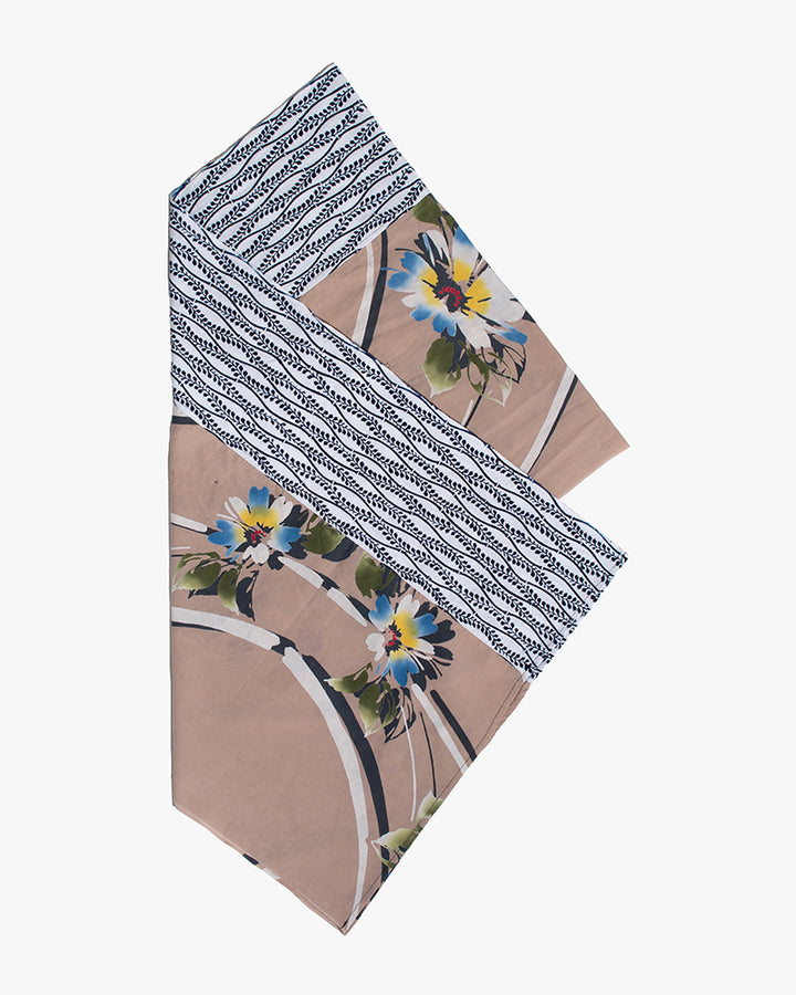 Kiriko Original Scarf, Split Yukata, Wide, Beige with Abstract Flowers