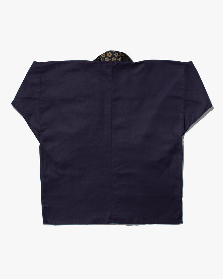 Kiriko Original Jacket, Modern Noragi, Indigo and Multi Patchwork, Dark Teal and Gold