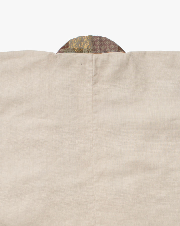 Kiriko Original Jacket, Modern Noragi, Cream and Multi Patchwork, Azuki and Gold