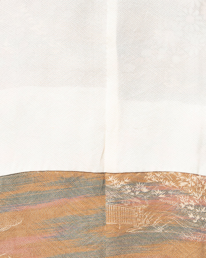 Kiriko Custom, Altered Kimono Jacket, Brown Tones with Cream Nature Details
