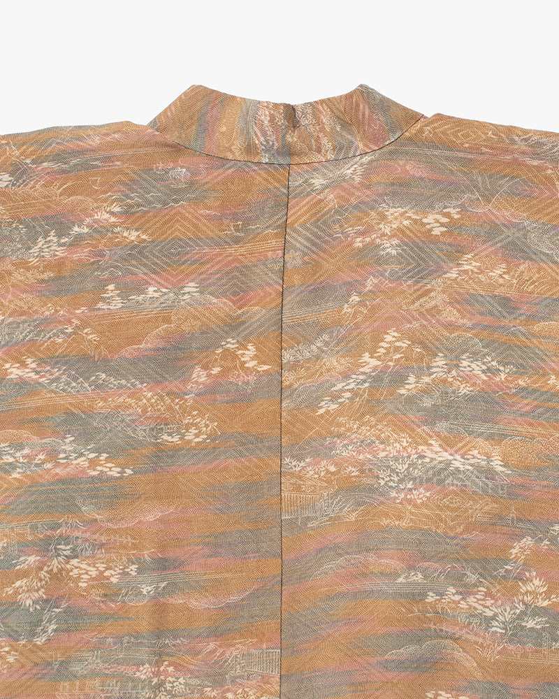 Kiriko Custom, Altered Kimono Jacket, Brown Tones with Cream Nature Details