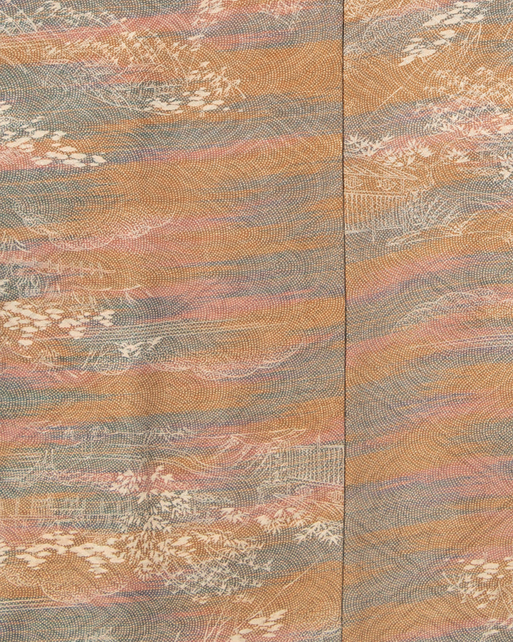 Kiriko Custom, Altered Kimono Jacket, Brown Tones with Cream Nature Details
