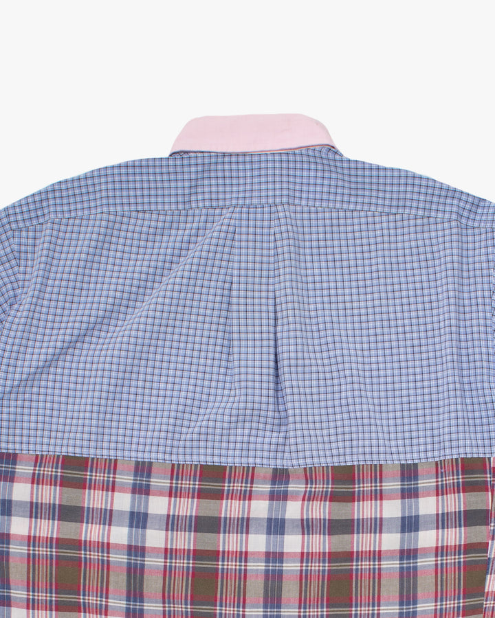 U.S. Vintage Button Up Long Sleeve Shirt, La Rocca, Blue Plaid with Shades of Pink - M