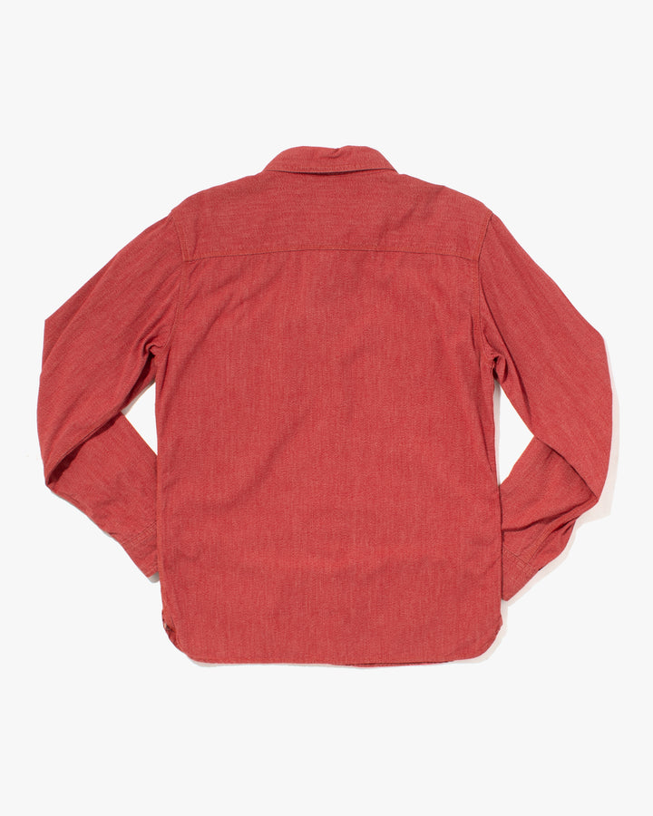 Japanese Repro Denim Button Up Shirt, Flat Head, Red - S
