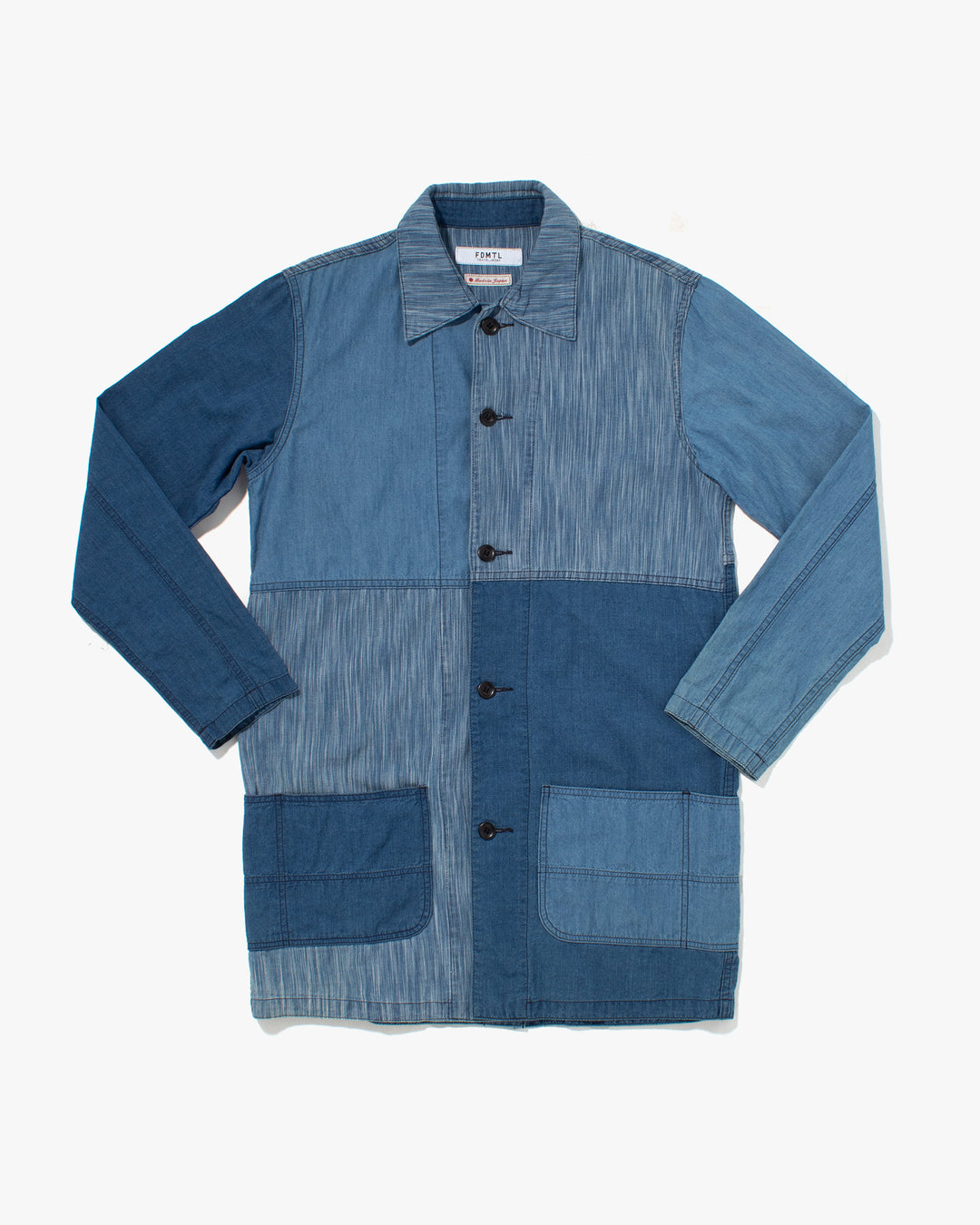 Japanese Repro Denim Button Up Shirt, M, FDMTL, Patchwork Denim