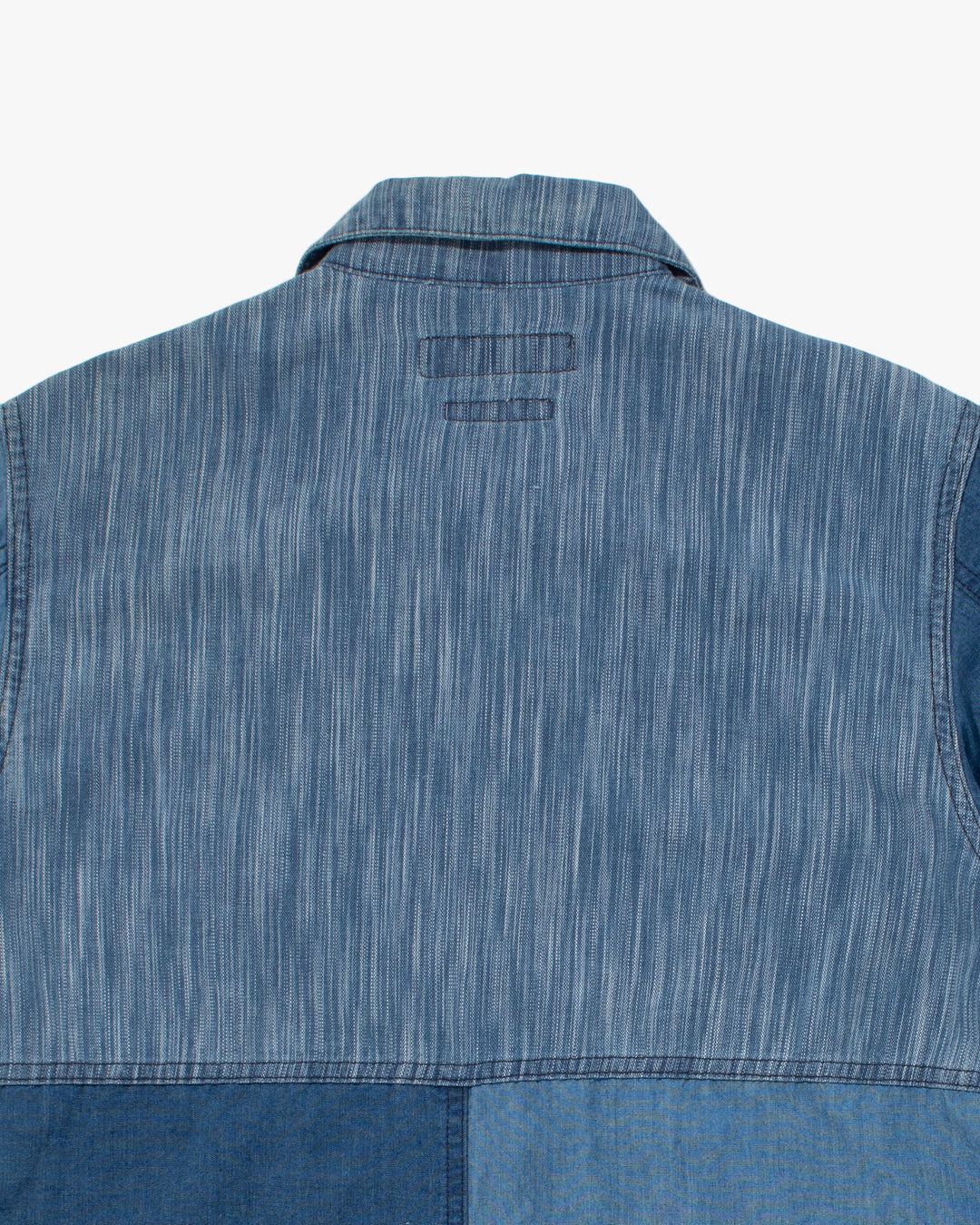 Japanese Repro Denim Button Up Shirt, M, FDMTL, Patchwork Denim