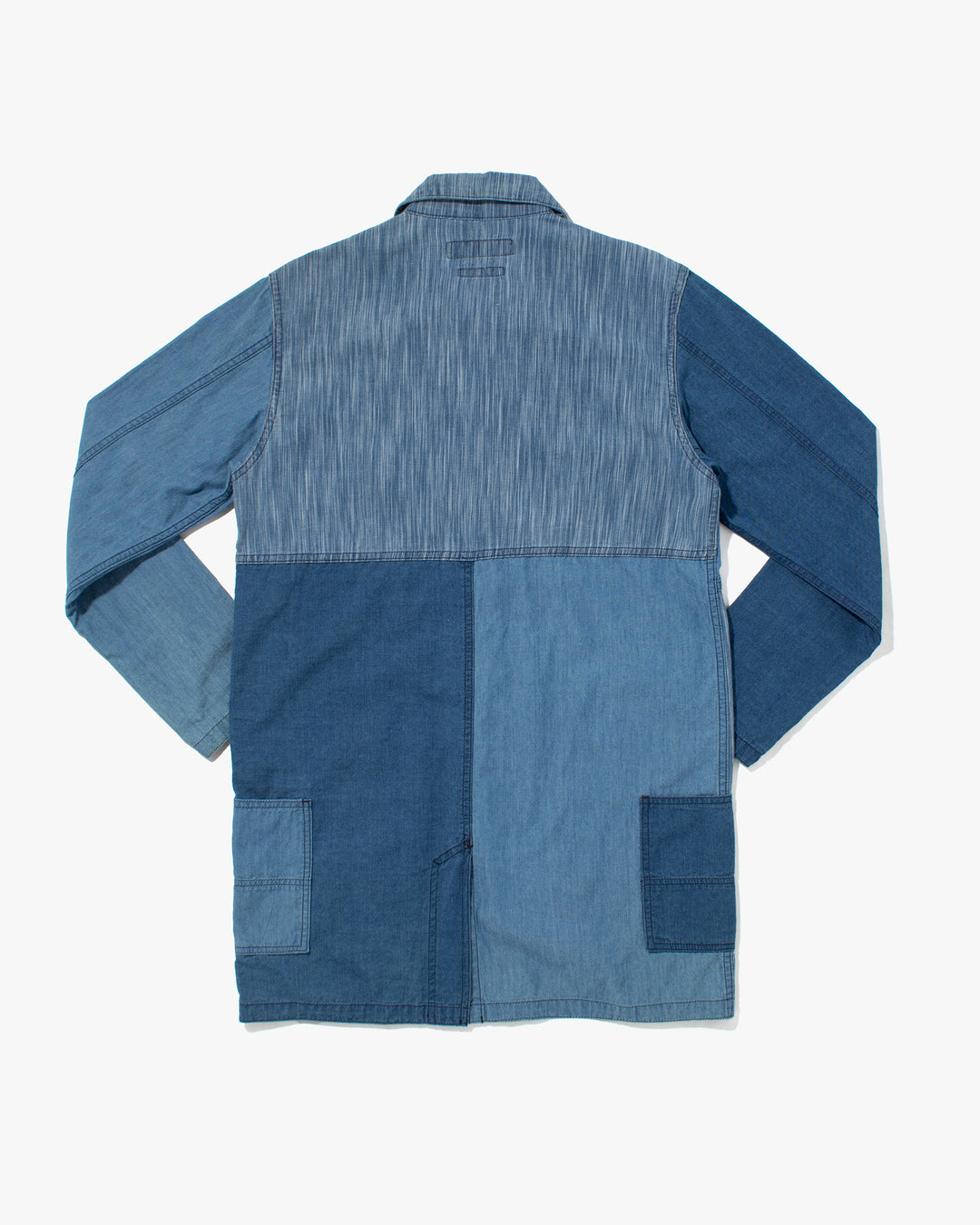 Japanese Repro Denim Button Up Shirt, M, FDMTL, Patchwork Denim