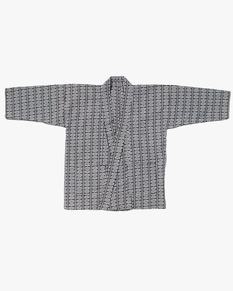 Kiriko Custom, Altered Yukata Jacket, Indigo with White Geometric Pattern