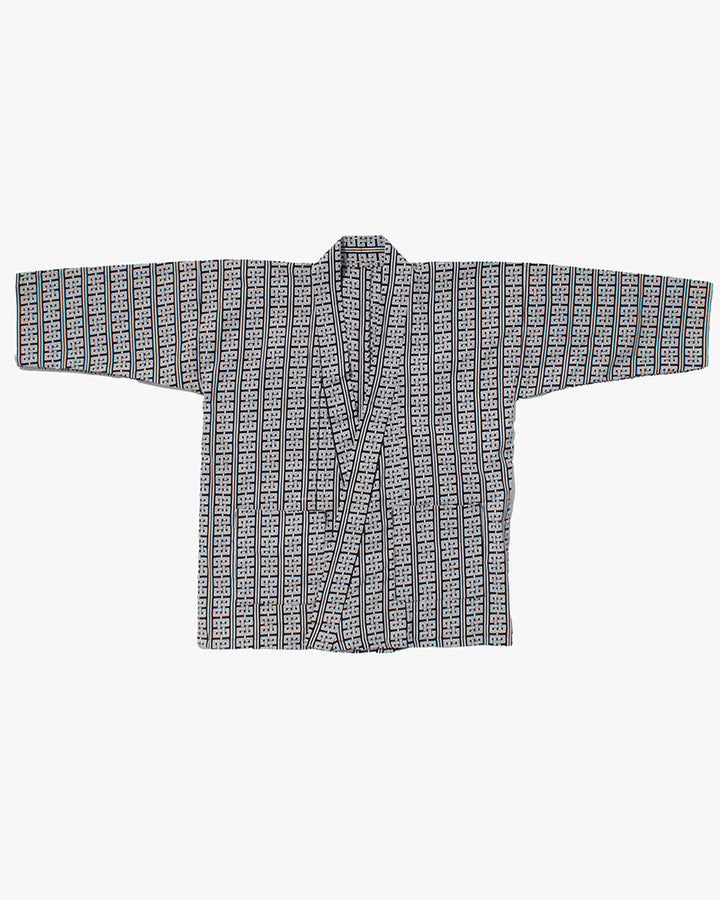 Kiriko Custom, Altered Yukata Jacket, Indigo with White Geometric Pattern