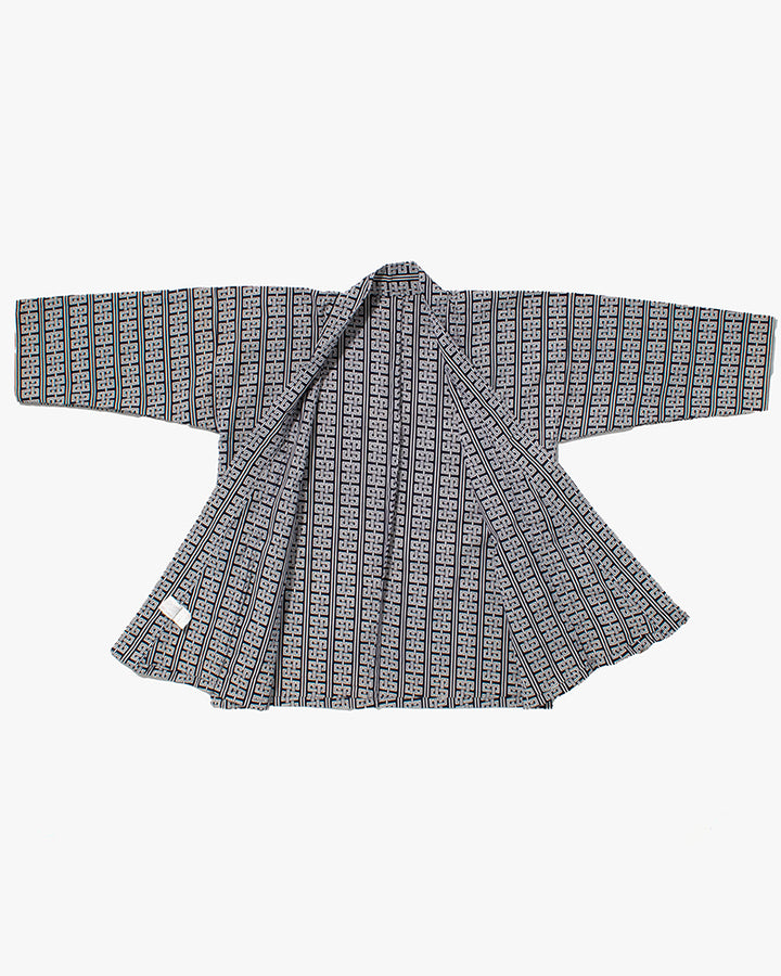 Kiriko Custom, Altered Yukata Jacket, Indigo with White Geometric Pattern