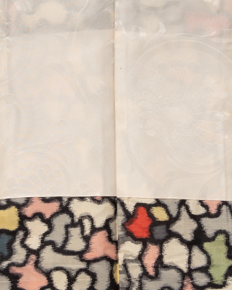 Kiriko Custom, Altered Haori Jacket, Cream with Multicolor Organic Pattern
