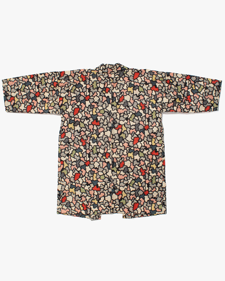 Kiriko Custom, Altered Haori Jacket, Cream with Multicolor Organic Pattern
