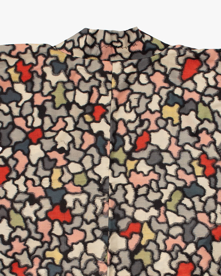 Kiriko Custom, Altered Haori Jacket, Cream with Multicolor Organic Pattern