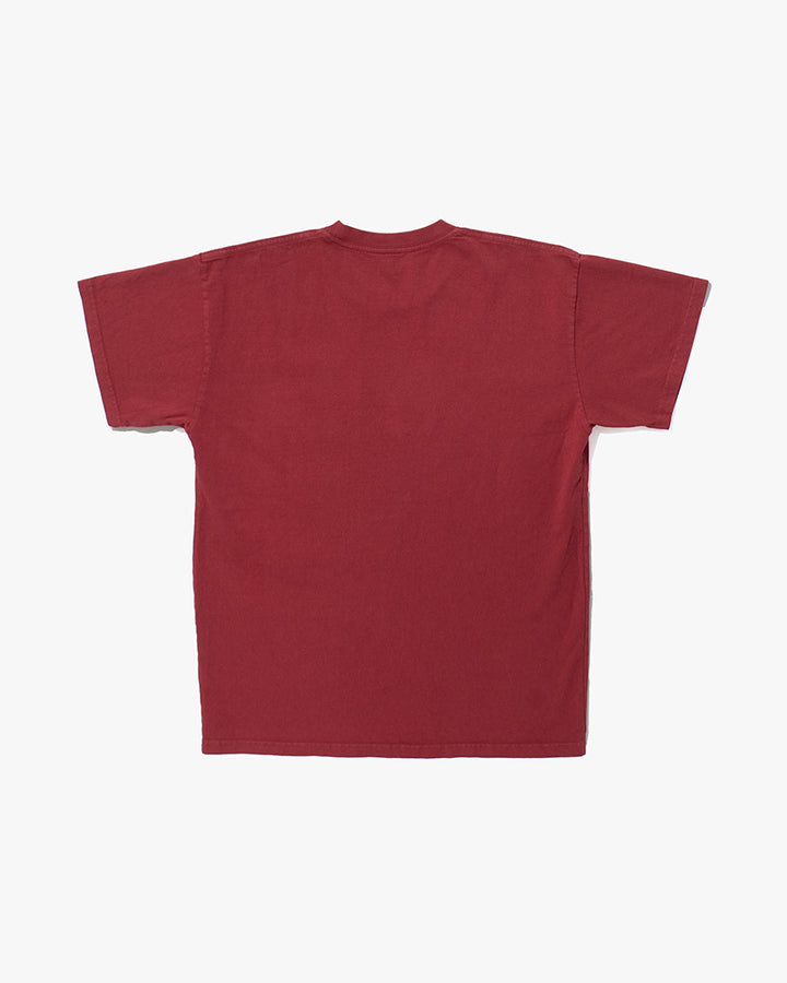 Kiriko Original Tee, 8oz Cotton, Patched Pocket Tee, Red with Gold Kanoko, Azuki Patchwork and Old Rose