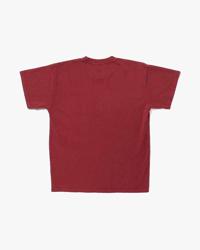 Kiriko Original Tee, 8oz Cotton, Patched Pocket Tee, Red with Gold Kanoko, Azuki Patchwork and Old Rose