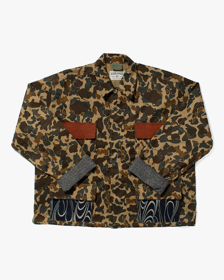 Kiriko Custom Military Jacket, Camo Patched, Obi Phoenix 
