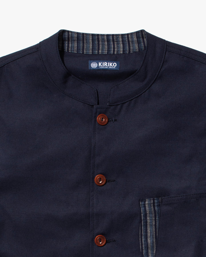 Kiriko Original Mandarin Collar Lightweight Jacket, Navy
