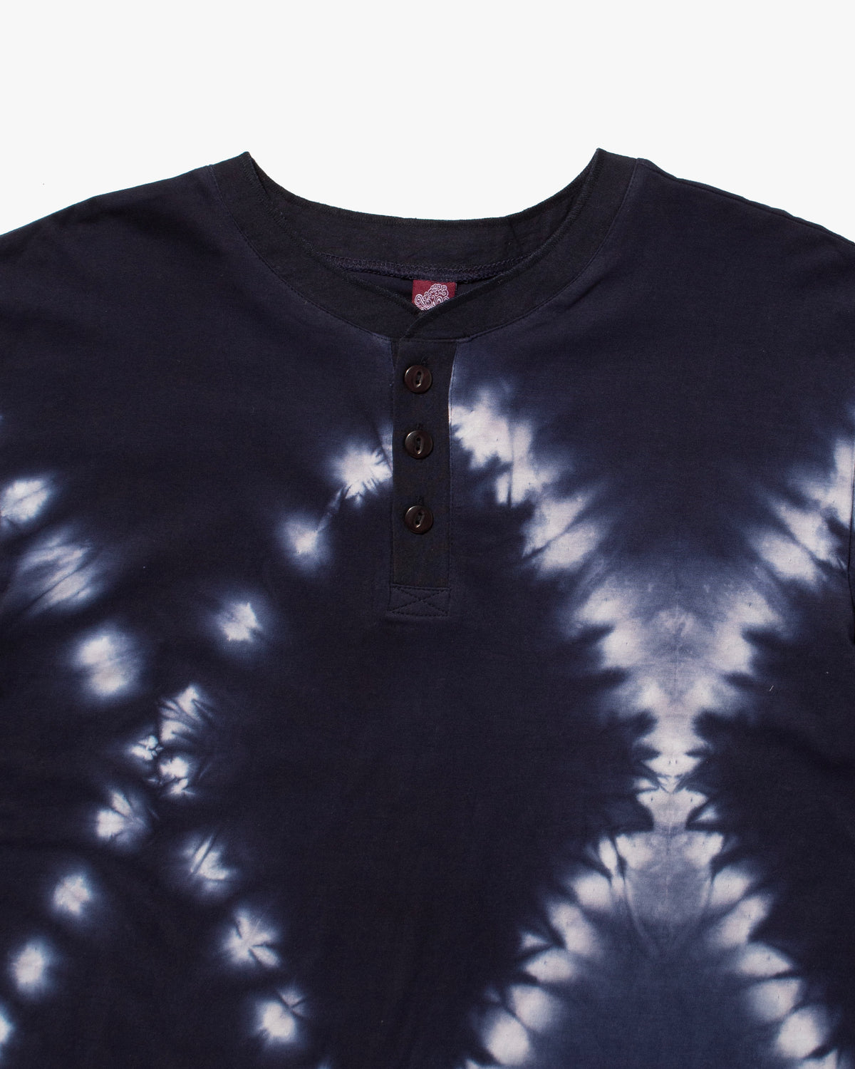 Wa-Modern, Short Sleeve Button Up Tunic, Navy Shibori Tye Dye