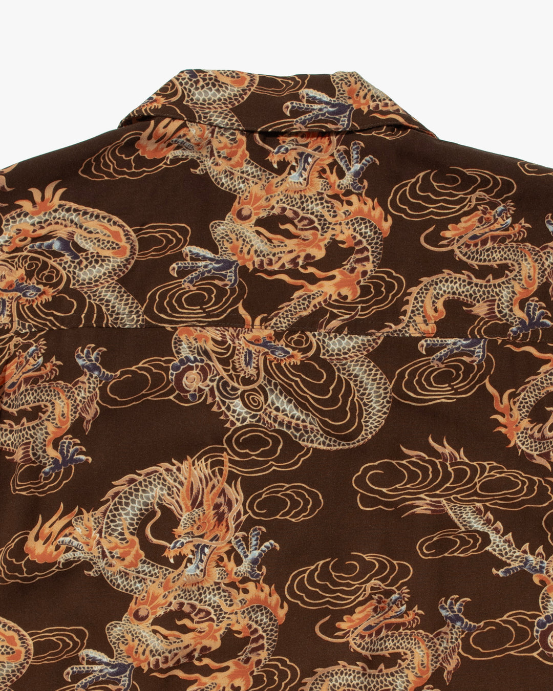Japanese Repro Shirt, Short Sleeve Aloha Shirt, Styled By Originals Hawaiian Surf, Brown with Dragons - XL