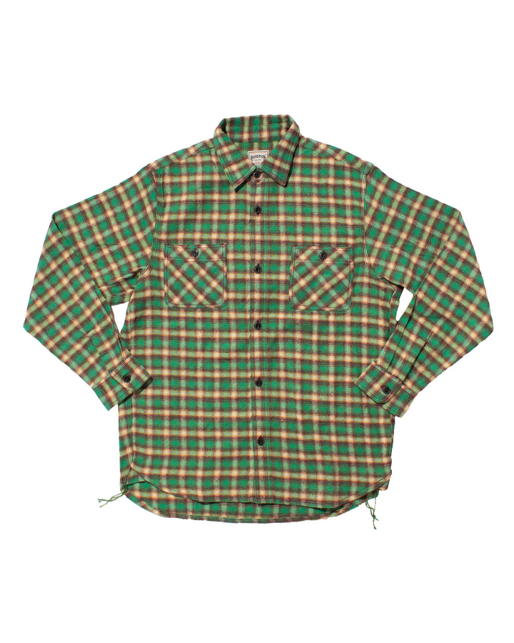 Japanese Repro Button Up Shirt, Houston, Green and Yellow Plaid- XL