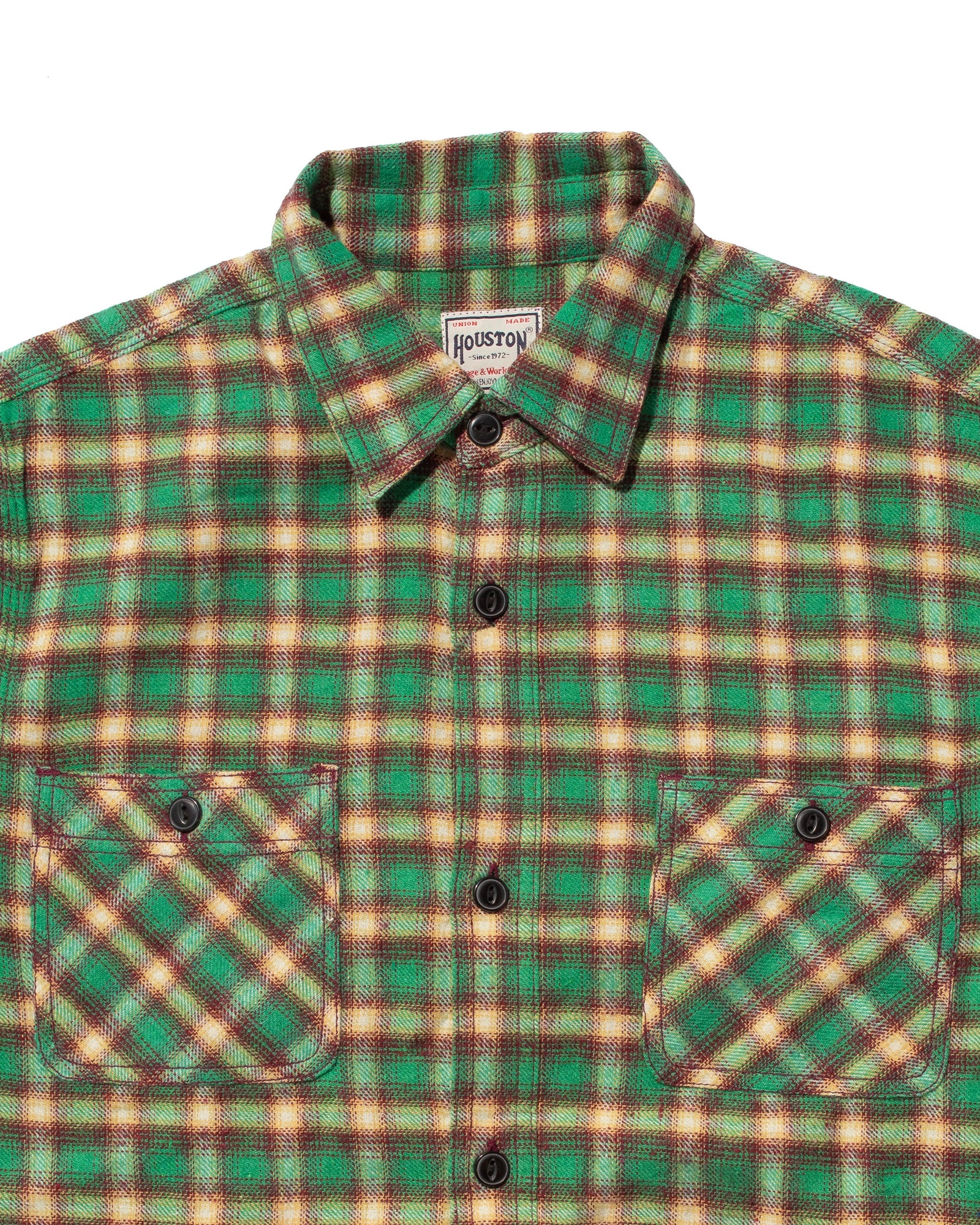 Japanese Repro Button Up Shirt, Houston, Green and Yellow Plaid- XL