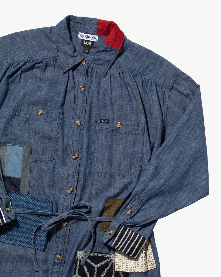 Kiriko Custom Patched Lee Shirt Dress, Denim