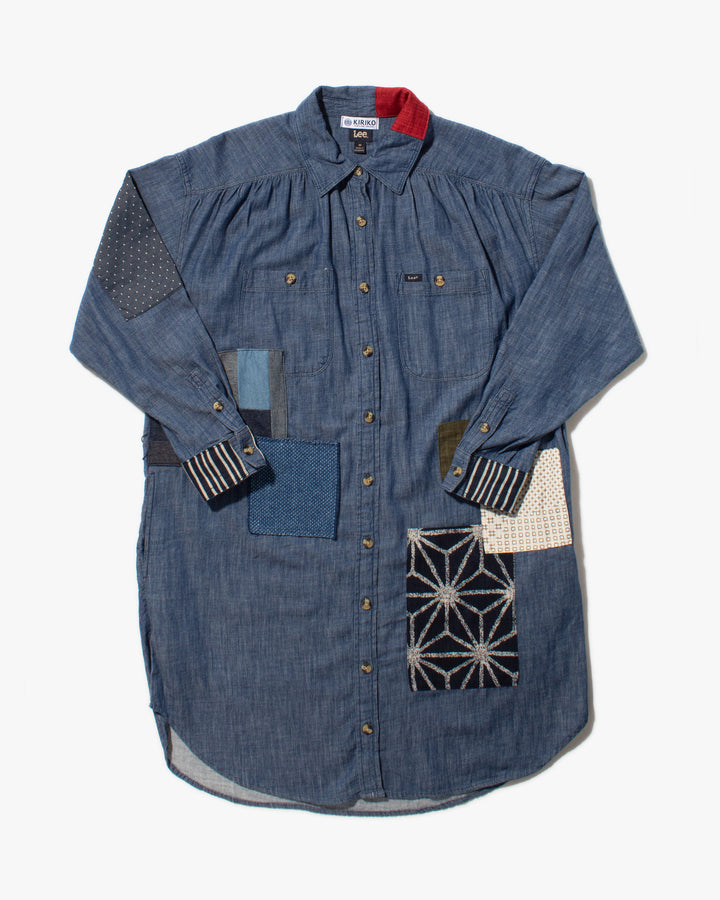Kiriko Custom Patched Lee Shirt Dress, Denim