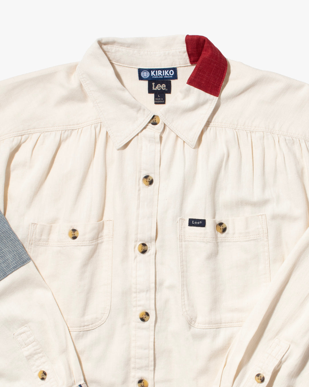 Kiriko Custom Patched Lee Shirt Dress, Cream