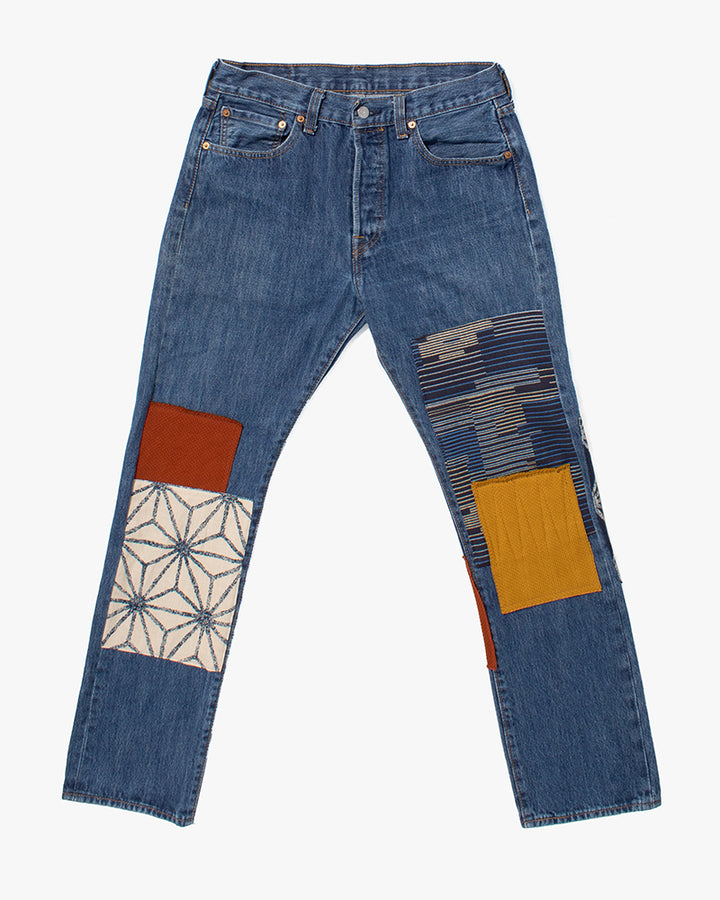 Kiriko Custom Patched Denim Jeans, Levi's Brand, 9