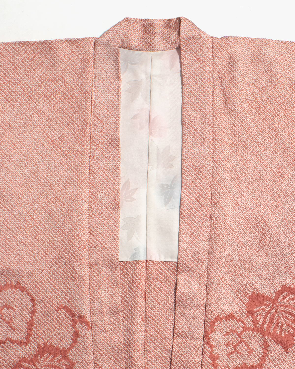 Vintage Haori Jacket, Full Shibori, Burnt Orange Leaves
