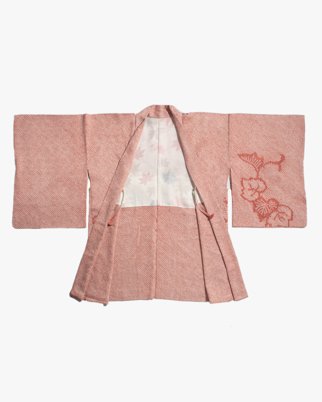 Vintage Haori Jacket, Full Shibori, Burnt Orange Leaves