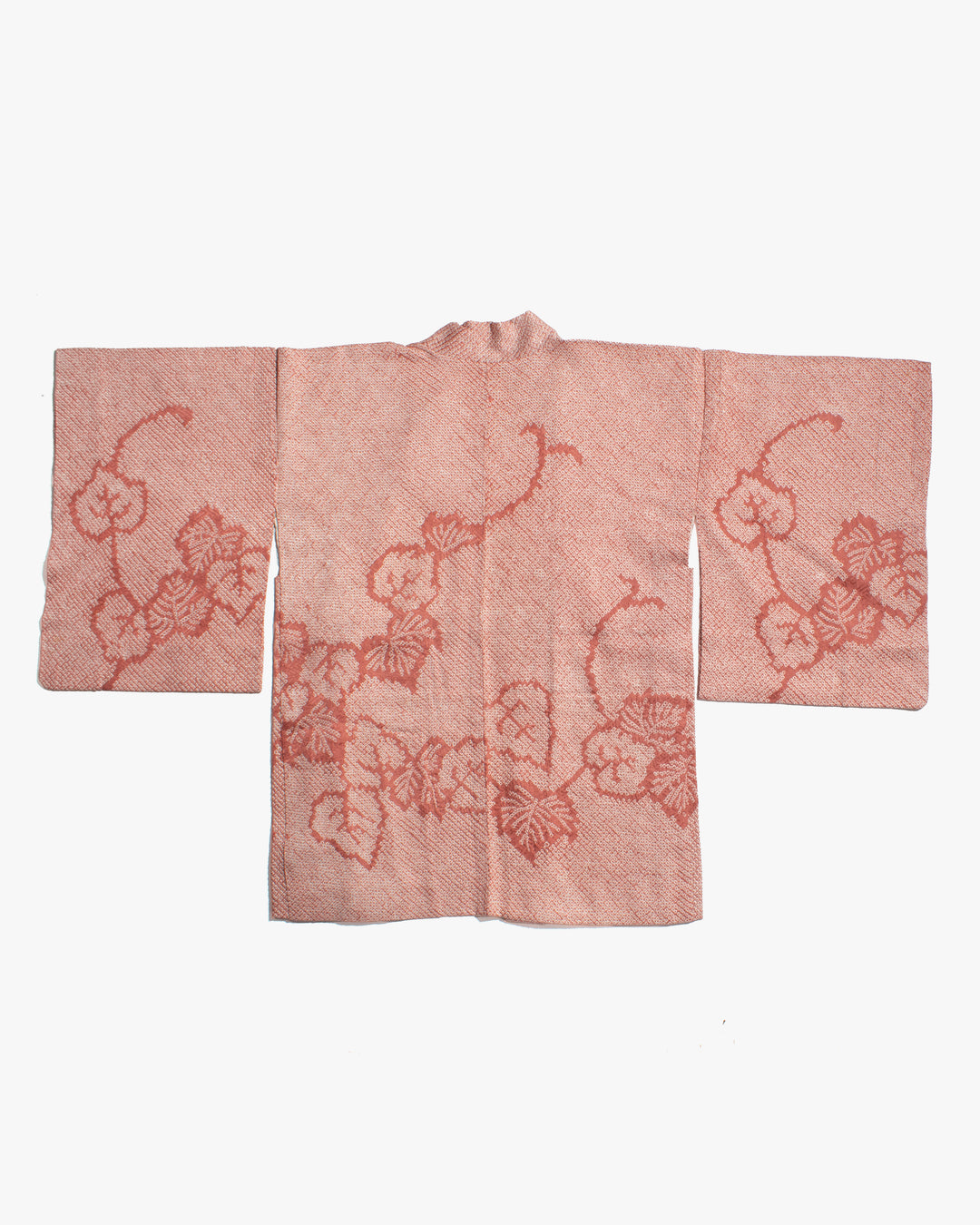 Vintage Haori Jacket, Full Shibori, Burnt Orange Leaves
