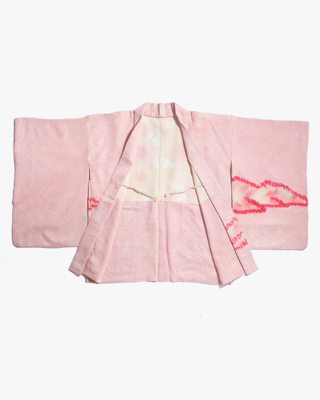 Vintage Haori Jacket, Full Shibori, Abstract Pink Mountains