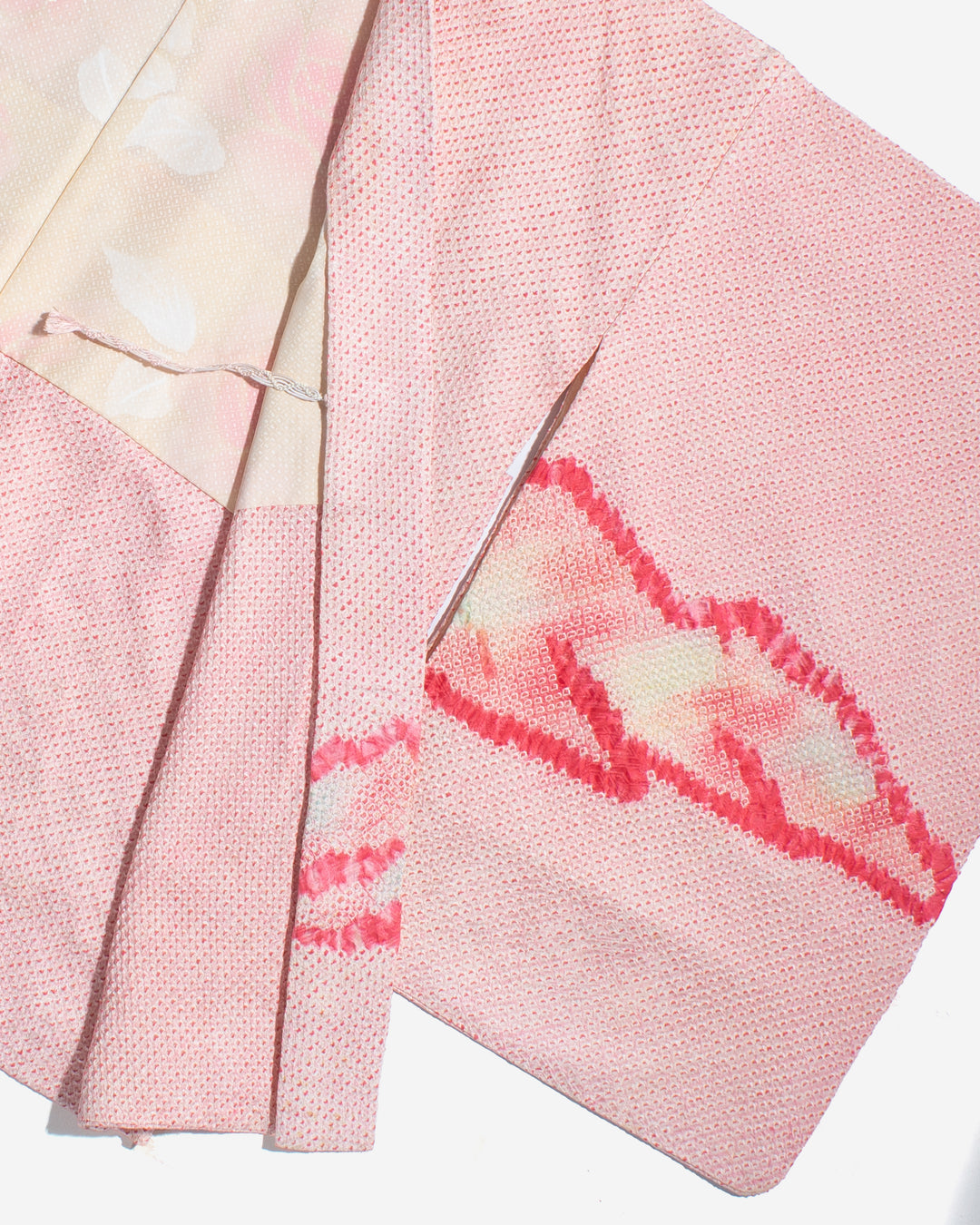 Vintage Haori Jacket, Full Shibori, Abstract Pink Mountains