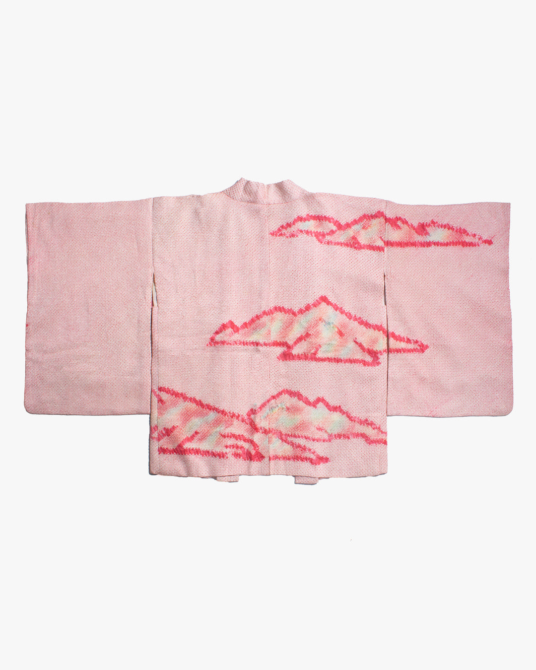 Vintage Haori Jacket, Full Shibori, Abstract Pink Mountains