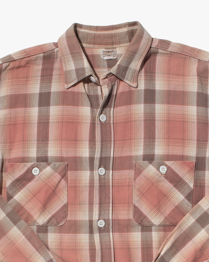 Japanese Repro Flannel Shirt , Warehouse, Plaid Pink - S