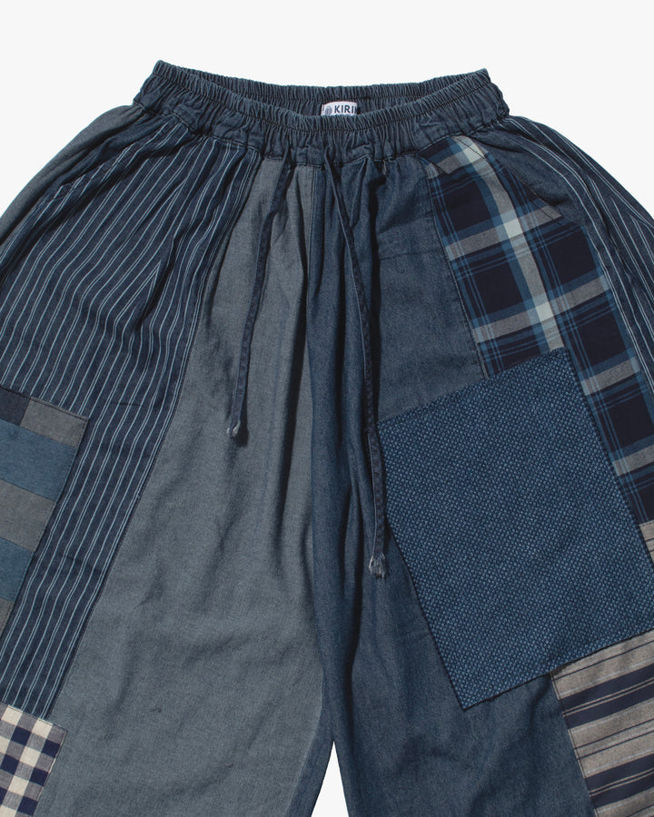 Kiriko Custom Wide Leg Pants, Washed Indigo Patched, Ver 2
