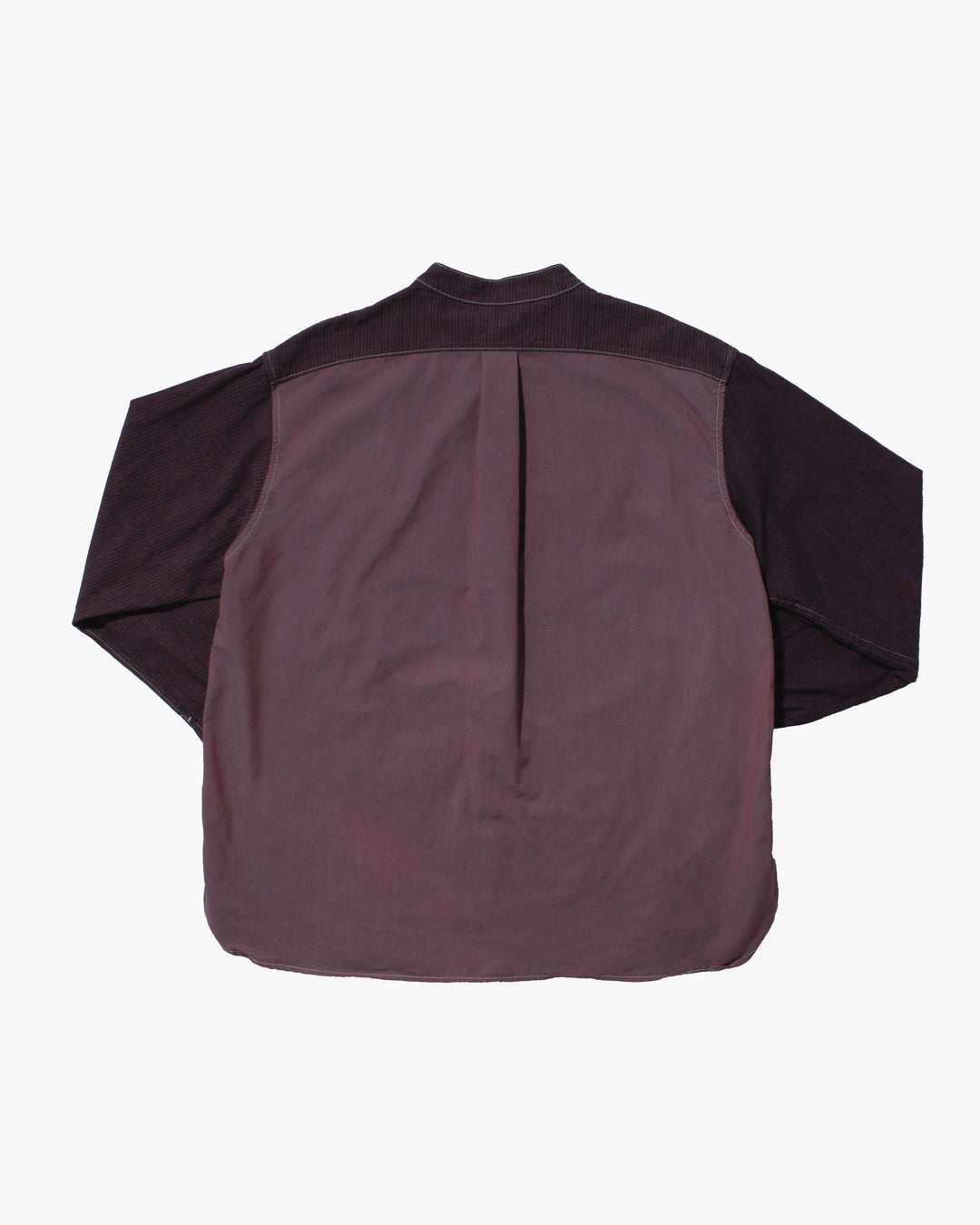 Kiriko Original Shirt, Long Sleeve Button-Up, Mandarin Collar, Purple Chambray with Indigo Patchwork Style, One Wash