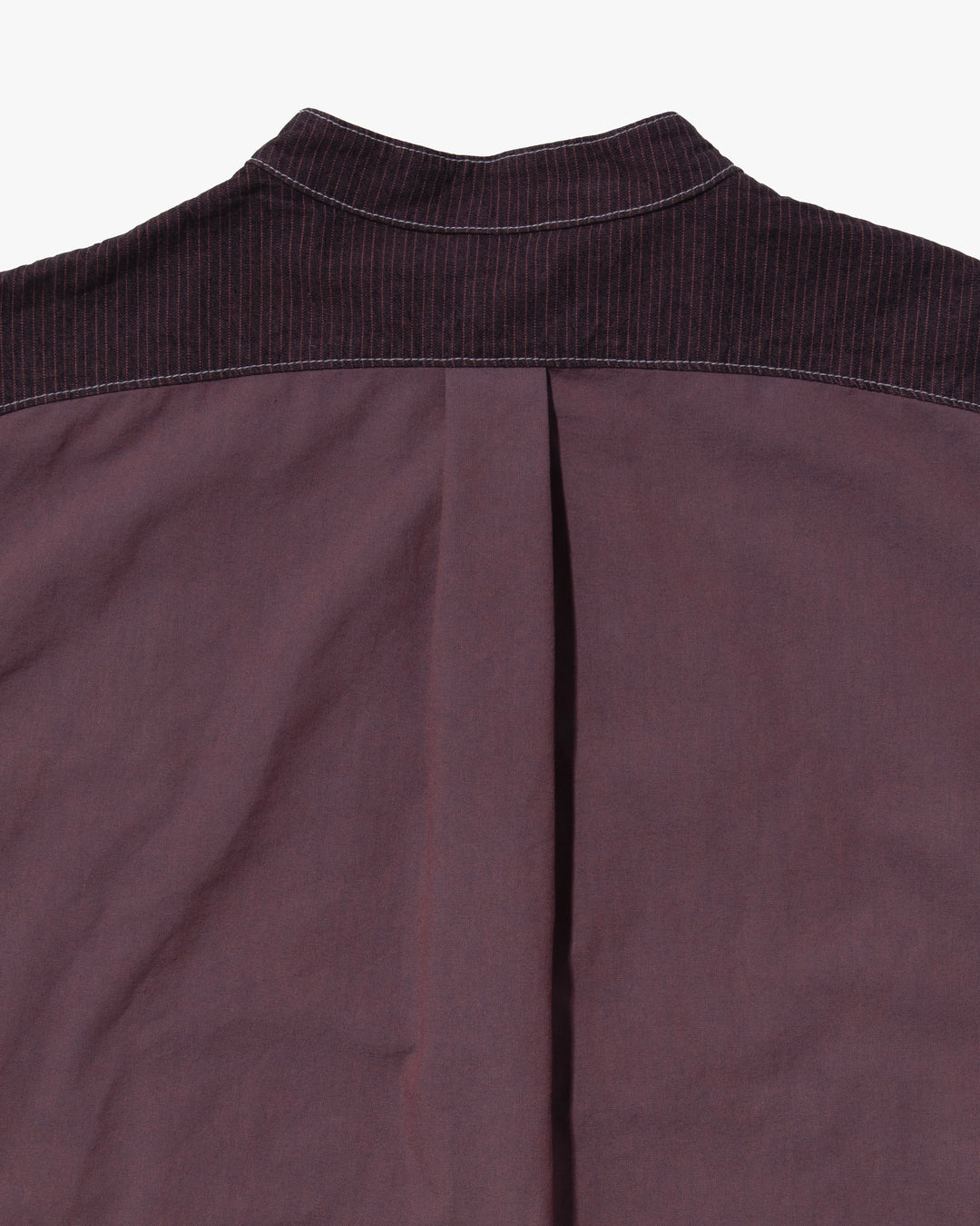 Kiriko Original Shirt, Long Sleeve Button-Up, Mandarin Collar, Purple Chambray with Indigo Patchwork Style, One Wash