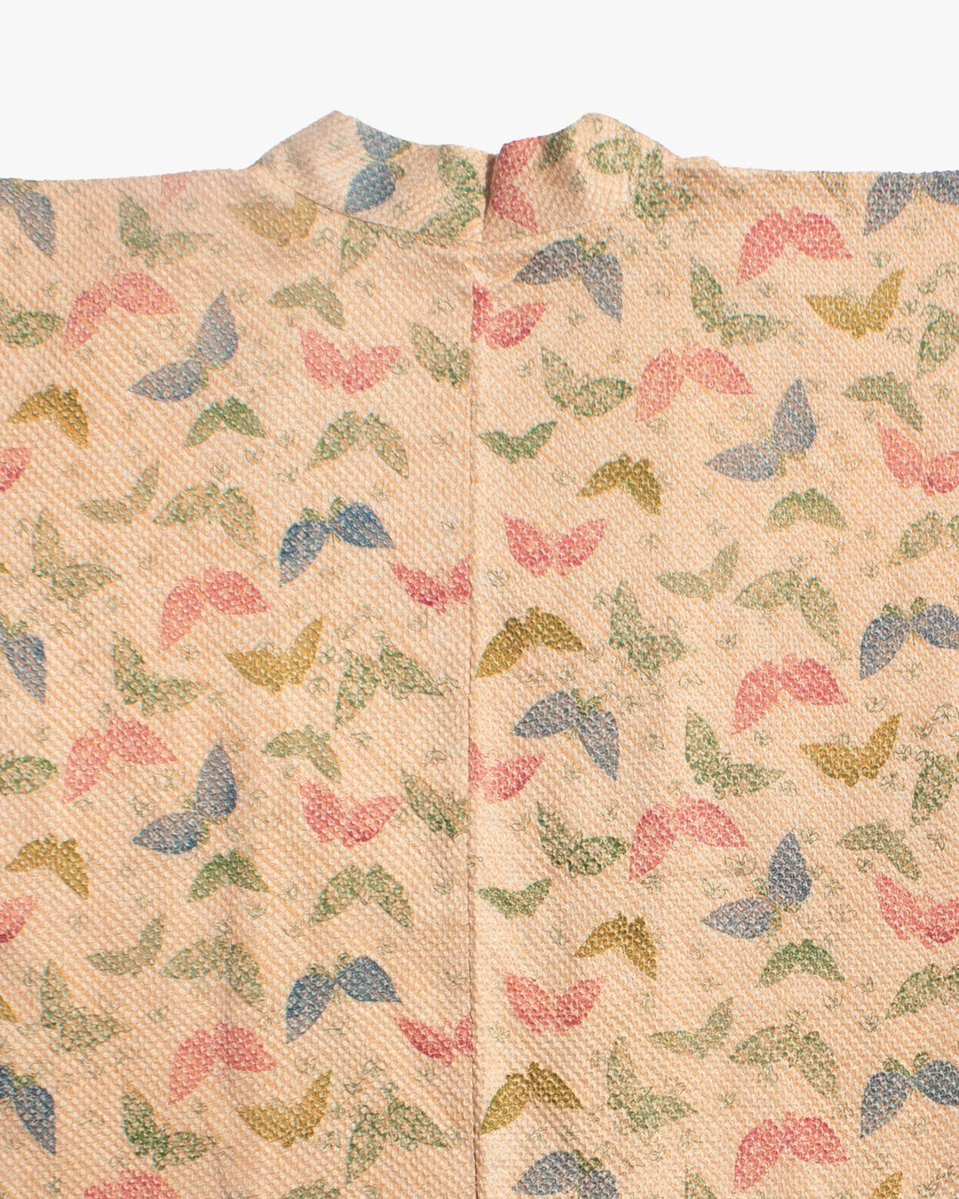 Vintage Haori Jacket, Full Shibori, Beige with Colorful Butterflies