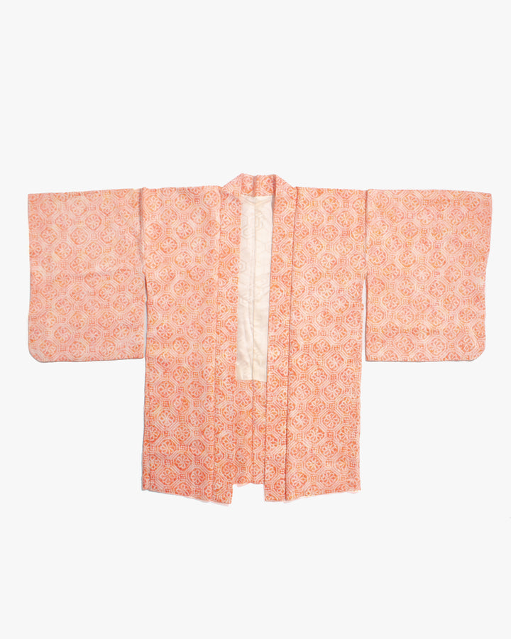 Vintage Haori Jacket, Full Shibori, Orange with Pattern