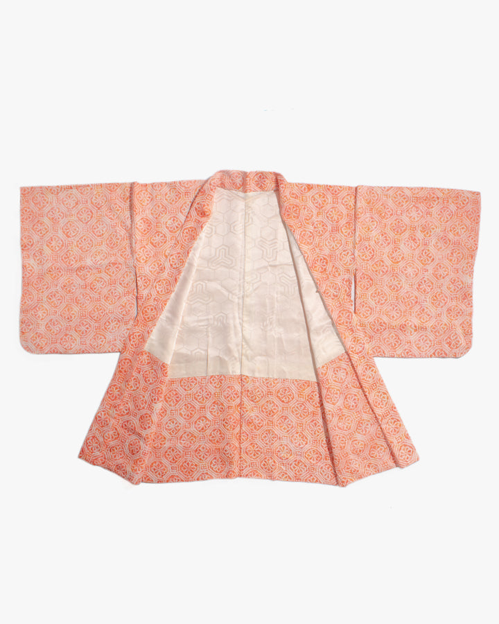 Vintage Haori Jacket, Full Shibori, Orange with Pattern