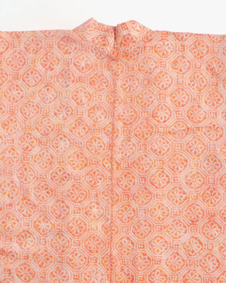 Vintage Haori Jacket, Full Shibori, Orange with Pattern