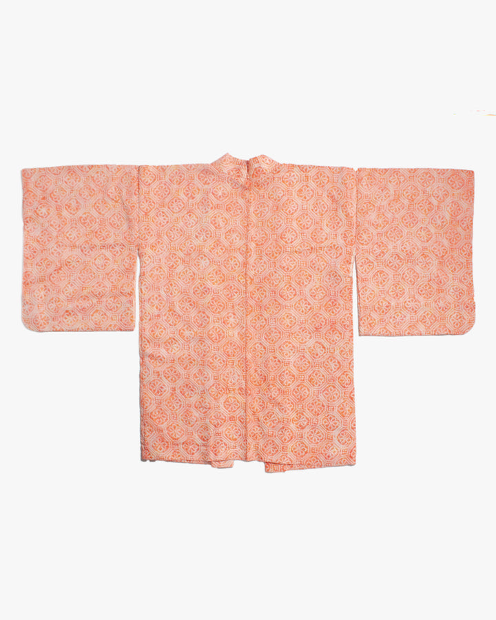 Vintage Haori Jacket, Full Shibori, Orange with Pattern