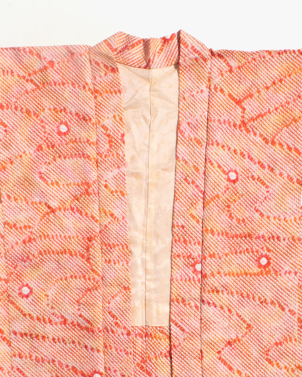 Vintage Haori Jacket, Full Shibori, Orange and Pink with Pattern