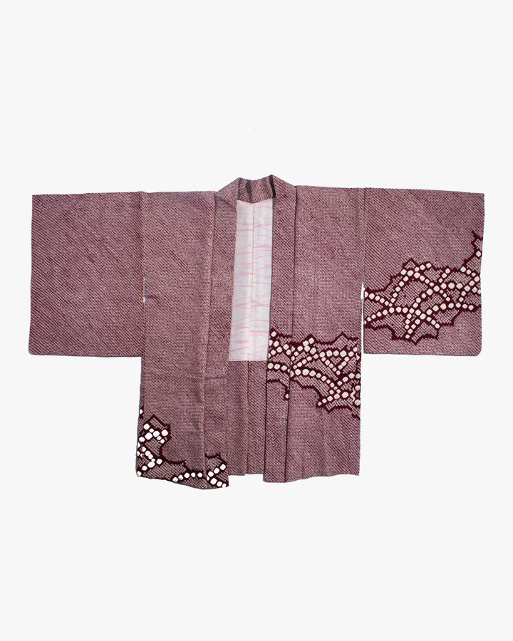 Vintage Haori Jacket, Full Shibori, Purple with Pattern