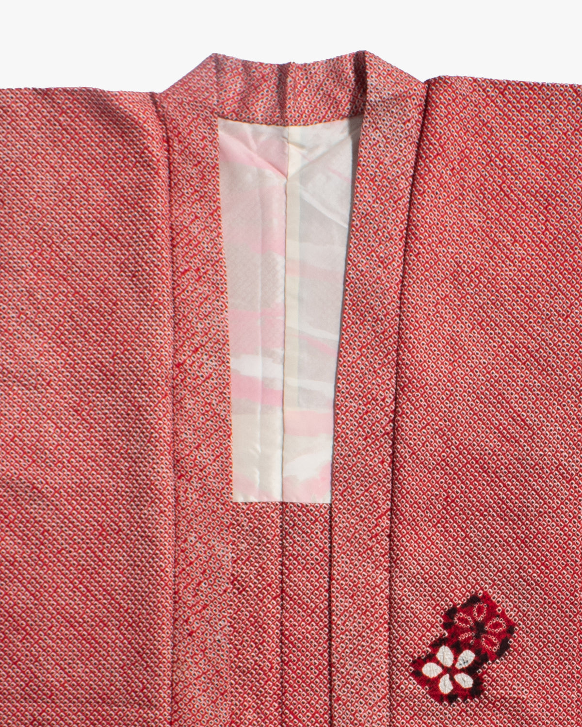 Vintage Haori Jacket, Full Shibori, Red with Floral