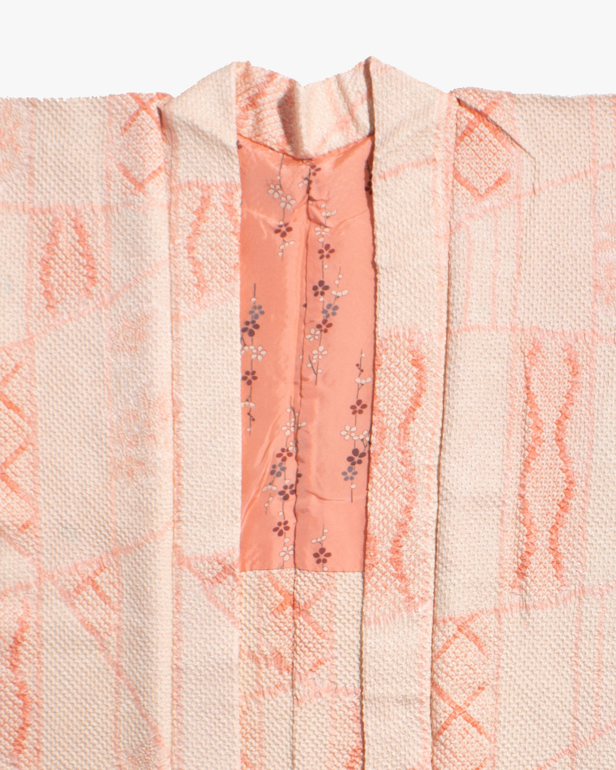 Vintage Haori Jacket, Full Shibori, Peach with Wave Pattern